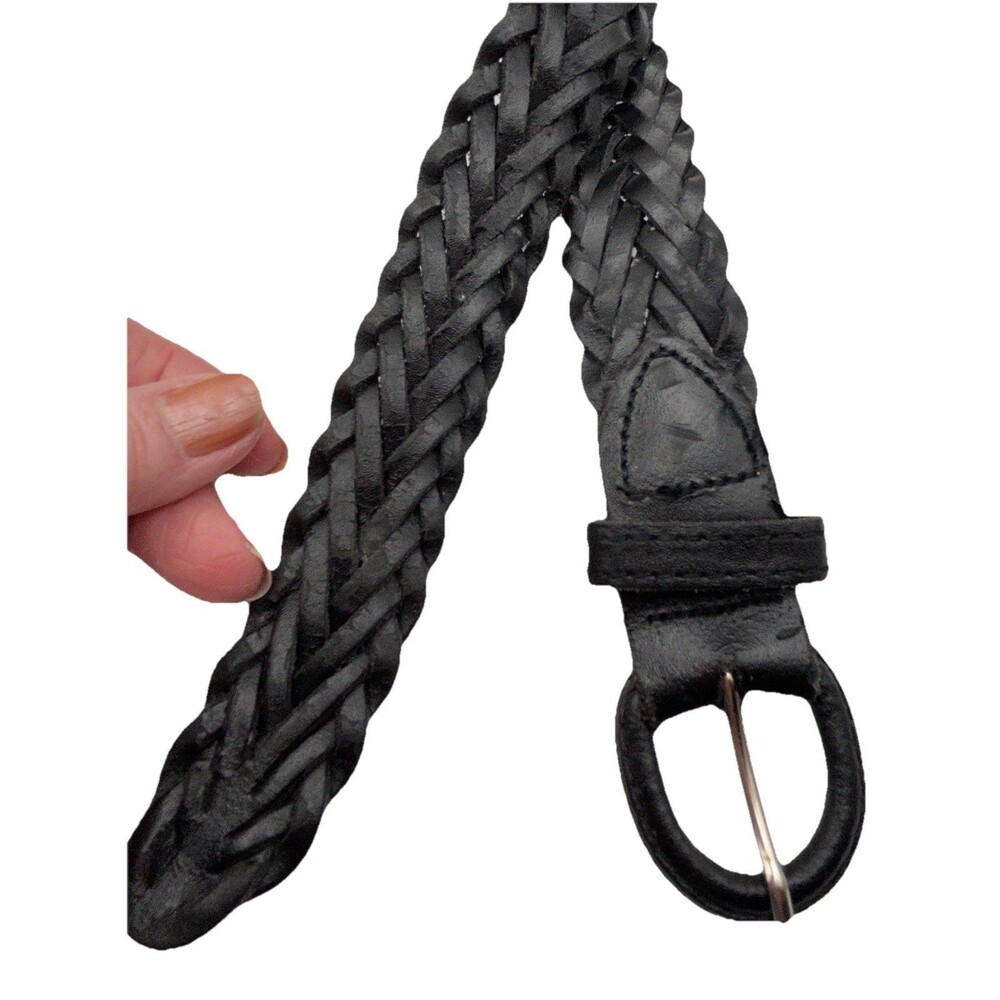 Argentina Geniuine Split Leather Black Braided Belt 36”